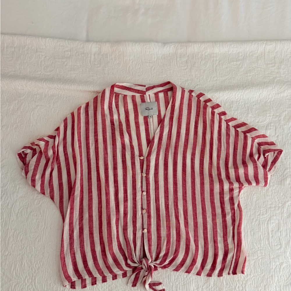 Rails Red and White Striped Button-Down Shirt